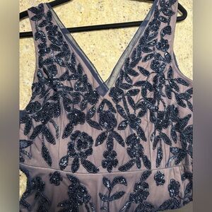 Adrianna Papell Navy Embellished Midi Dress